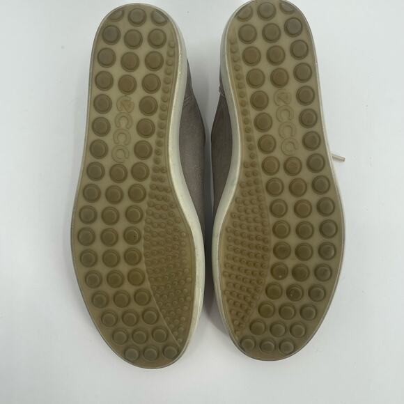 ECCO Soft 7 Shoes SZ 41 (US 10-10.5) Sneakers Taupe Gray Leather Lace Up Comfort - Picture 10 of 12